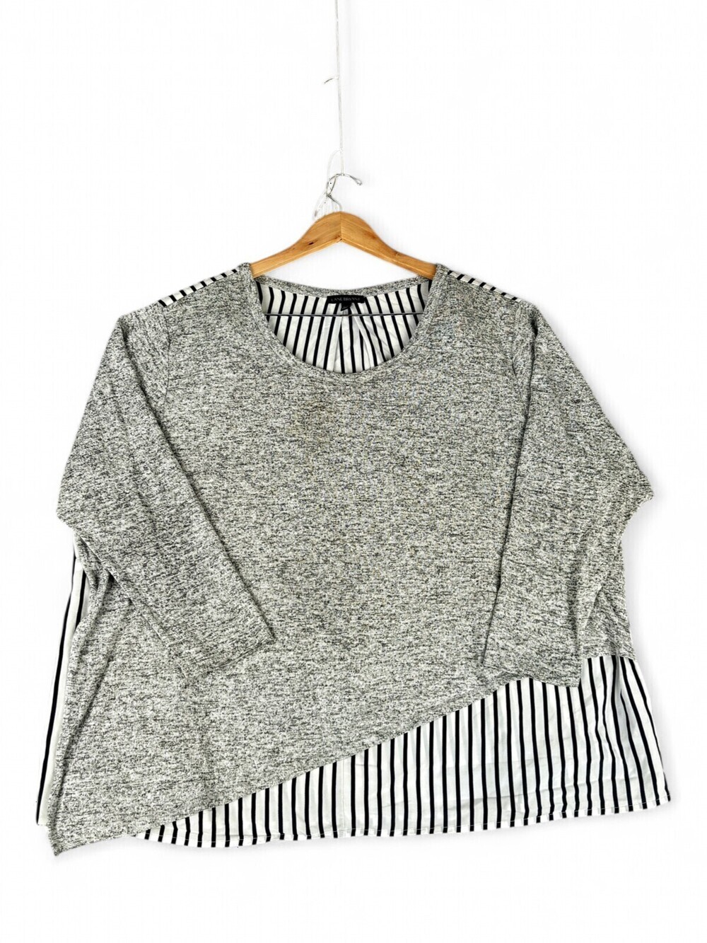 Lane Bryant Plus 26 Heathered Knit Layered Striped Blouse Top